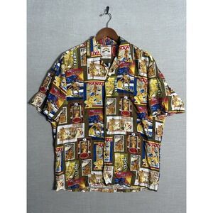 Pineapple Juice Hawaiian Shirt 100% Rayon Travel Surfer Print Medium USA Hawaii